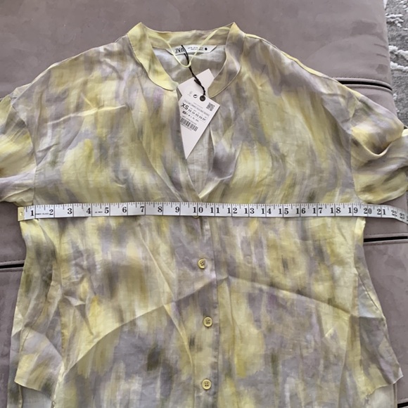 Zara NWT Printed Ramie Blouse - Picture 14 of 17